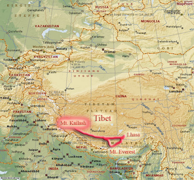 From Lhasa we drove out to Mt. Kailash in western Tibet. From Lhasa to Kailash it is about 1200KM (720 miles) most of which is covered on dirt roads.